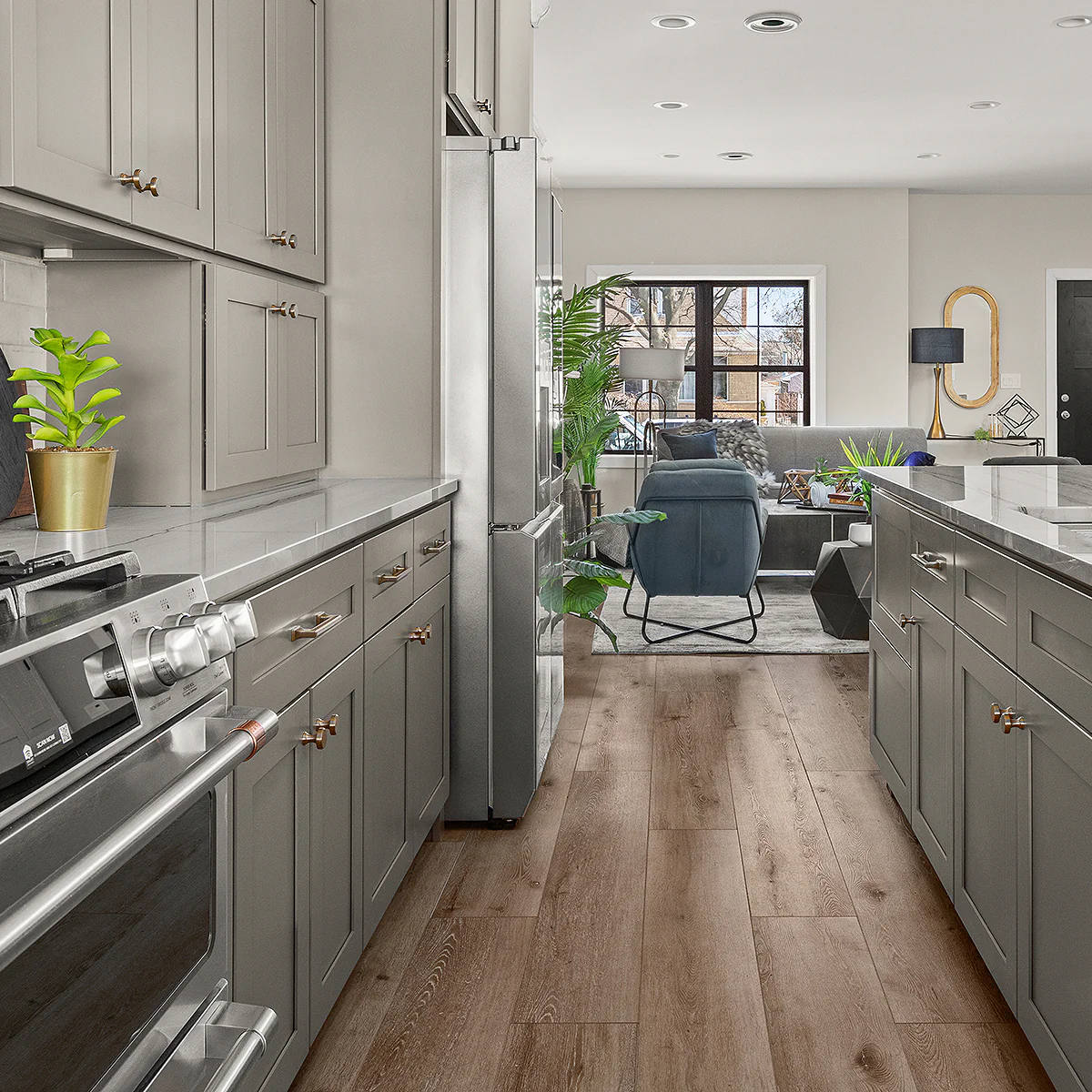 8mm w/pad Feathered Pine Waterproof WPC Vinyl Plank Flooring 9 in. Wide - Image 3