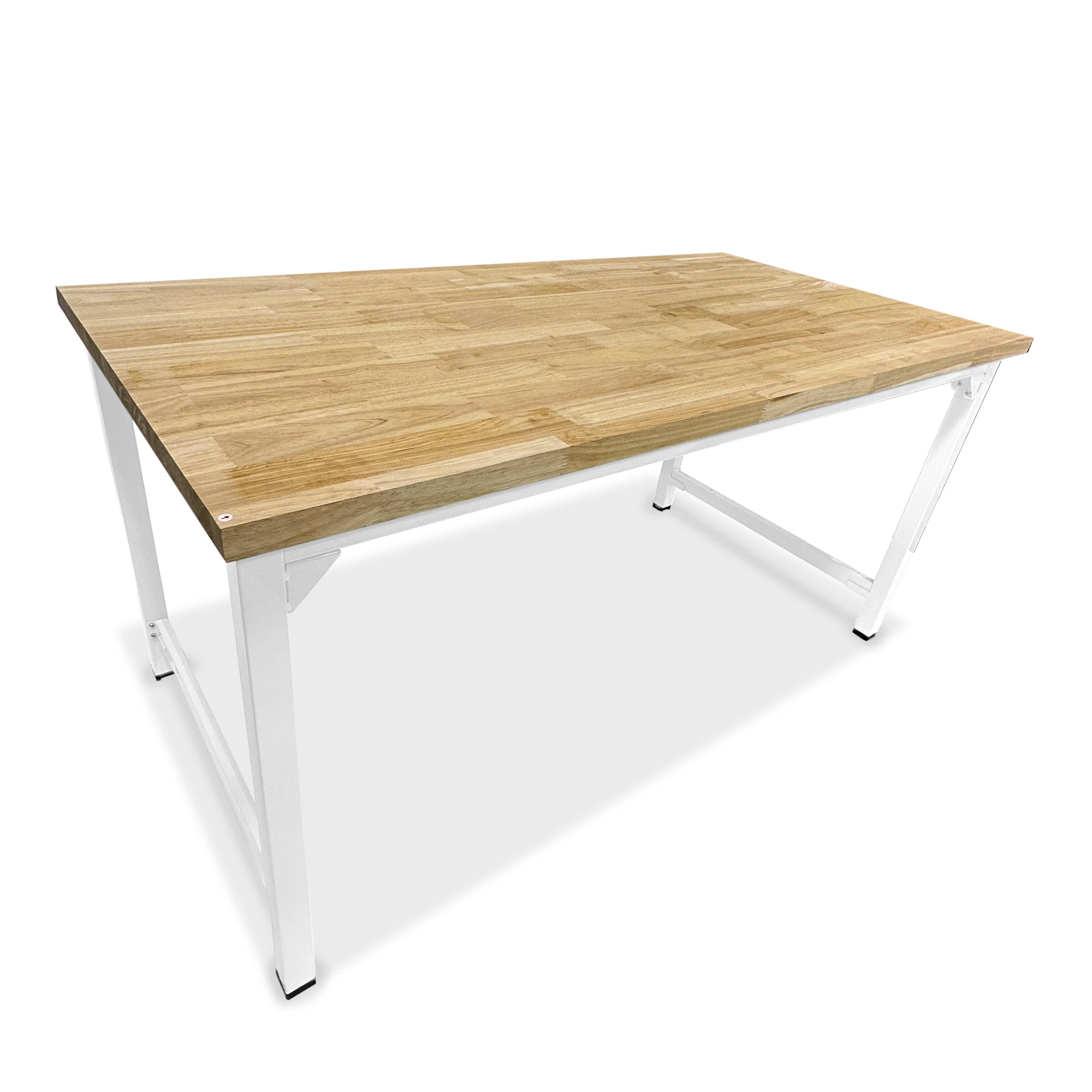 Hevea Unfinished Solid Wood Desktop with White Metal Frame Legs Combo - Image 3